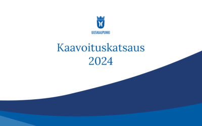 Graafisessa kuvassa Uudenkaupungin logo ja teksti kaavoituskatsaus  2024