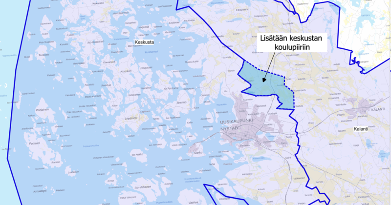 Oppilaaksiottoalueen rajan muutos.