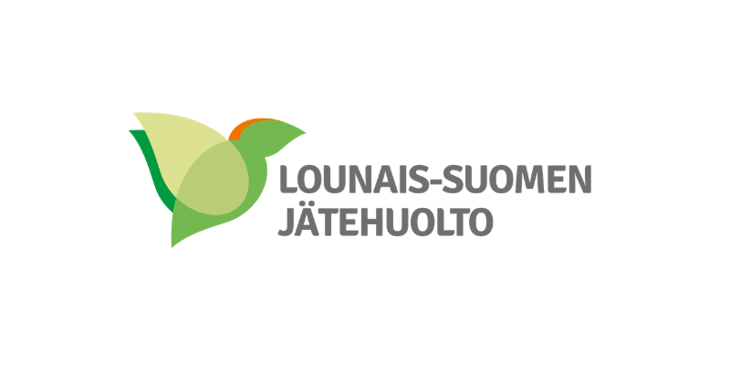 Valkoinen pohja, jossa lukee teksti: Lounais-Suomen jätehuolto.