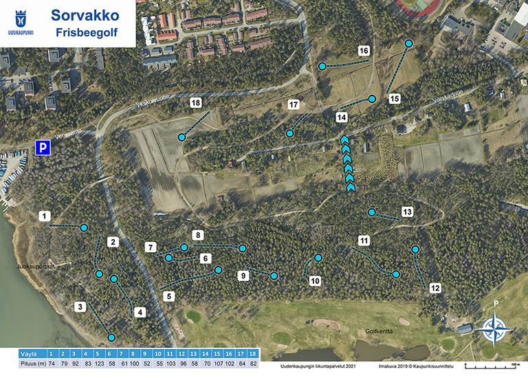 Frisbeegolf ilmakuva