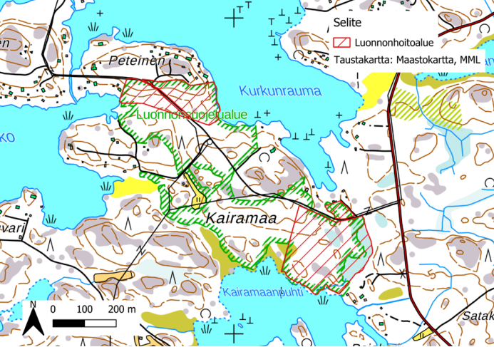 Kartta Lemmiluodon ja Petäisen luonnonsuojelualueet.